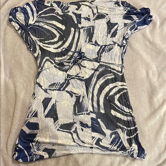Weston Wear at Anthropologie Blue Cold Shoulder Short Sleeve Swim Coverup - Picture 6 of 8